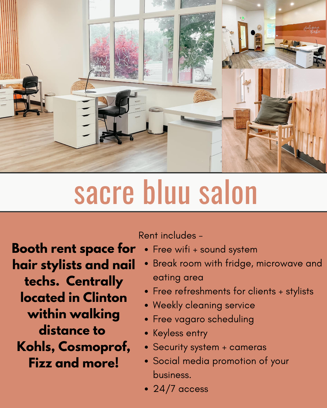 Booth Rental Space at Sacre Bluu Salon